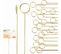 KALIONE Lot de 40 supports de cartes de table floraux - Médiators de fleurs - Porte-photos - Porte-mémo - En métal - Rond doré