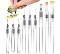 KALIONE Lot de 9 pinceaux à eau, crayons aquarelle, pinceaux aquarelle, pinceaux à réservoir d'eau rechargeables, stylos pinceaux aquarelle rechargeables, stylos pinceaux à eau, pour mélanger les