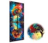 Kaliosy Grand kit d'art diamant 5D pour adultes - Arbre coloré - Forme spéciale - Décoration murale - 30 x 60 cm