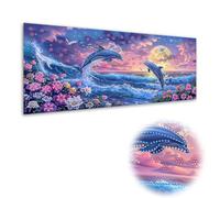 Kaliosy Grand kit d'art diamant 5D pour adultes, dauphins, forme spéciale, art diamant à faire soi-même, kit de peinture à strass géant pour décoration murale de la maison (30 x 60 cm)