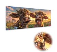 Kaliosy Grand kit d'art diamant 5D pour adultes - Deux vaches - Forme spéciale - Décoration murale - 30 x 60 cm