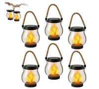 Kaliqo Solar Lantern Outdoor Lights, Dancing Flame Kaligo Solar Lantern Outdoor Lights Waterproof, Usb Dual Charging Modes for Garden Yard Decoration (6Pcs)