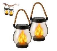 Kaliqo Solar Lantern Outdoor Lights, Dancing Flame Kaligo Solar Lantern Outdoor Lights Waterproof, Usb Dual Charging Modes for Garden Yard Decoration (2Pcs)