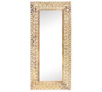 KALISSE®Miroir facile à monter - Miroir chambre/Maquillage - sculpté à la main 110x50x2,6cm Bois de manguier solide