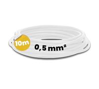 Kalitec 10m Câble Flexible H05V-K 0,5 mm² Blanc, Fil de Câblage PVC | Fil de commutation ignifuge pour armoires électriques, machines et signalisation. Cuivre nu classe 5 aux normes HAR.