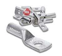 Kalitec 10x Cosse de Câble 50 mm² M8, Cuivre Nu DIN 46235, Connecteur