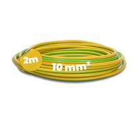 Kalitec 2m Câble de Câblage H07V-K 10 mm² Vert/Jaune - Câble de Terre PVC | Fil de protection flexible, conducteur en cuivre fin classe 5, idéal pour armoire électrique et mise à la terre 1000V.