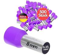 Kalitec AE02508VI Lot de 500 embouts de câble I isolés I Section transversale 0,25 mm² I Couleur violette I 8 mm de long I Qualité industrielle I Fabriqué en Allemagne I Collier en plastique I Sac