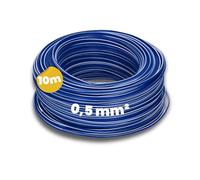 Kalitec Câble de câblage H05V-K 0,5 mm² - 10 m - Bleu foncé/blanc - Flexible - En PVC - Toron simple - Toron 0,5 mm² - Câblage fin - Câble unique - Câble monofil