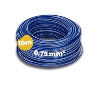 Kalitec Câble de câblage H05V-K 0,75 mm² - 10 m - Bleu foncé/blanc - Flexible - Fil unique en PVC - Toron 0,75 mm² - Câblage à fil fin - Câble unique - Câble monofil