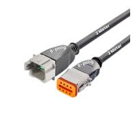 Kalitec Deutsch DT Lot de connecteurs 8 broches avec câble injecté de 2 m chacun 8 x 1,5 mm² vers fiche DT04-8P et prise DT06-8S I Boîtier PA I 230 V I pour voiture et bateau I Étanche IP69K