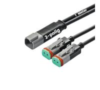 Kalitec Deutsch DT Répartiteur en Y double 2 broches DT04-2P vers 2 x DT06-2S avec 1 m de câble PUR double pré-confectionné 2 x 0,75 mm² I Étanche IP69K I Polyamide PA I Tension d'alimentation 230 V