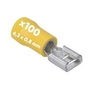 Kalitec FHG638 Lot de 100 cosses plates jaunes 6,3 x 0,8 I 4-6 mm² Connecteur de câble I partiellement isolé I Laiton I Pour voiture et industrie