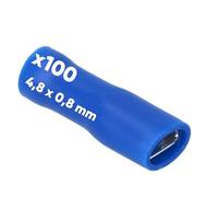 Kalitec FHVB488 Lot de 100 cosses plates bleues 4,8 x 0,8 I 1,5-2,5 mm² Connecteur de câble I Entièrement isolé I Laiton I Pour voiture et industrie
