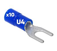 Kalitec GKSBU4 Lot de 10 cosses de câble à fourche 1,5-2,5 mm² I Bleu partiellement isolé I Col en PVC U4 I pour connecter des câbles ou des torons I Protège les connexions électriques I Connecteur à