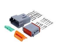 Kalitec KALI-1212 DEUTSCH DT Lot de connecteurs 12 broches I Étanche IP68 I Fiche allemande pour moto, voiture I Section de conducteur 0,75-2 mm² 18-14 AWG I Polyamide PA-GF renforcé de fibres de