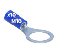 Kalitec Lot de 10 cosses à anneau 1,5-2,5 mm² Bleu Cuivre I Partiellement isolé M10 I Collier en PVC I Pour connecter des câbles ou des torons