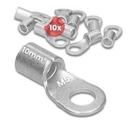 Kalitec Q10-5 Lot de 10 cosses à sertir M5 Non isolées Presse à mandrin Pour conducteurs à fils multiples et fins Cosse de câble 10 mm² conformes à la norme DIN 46234