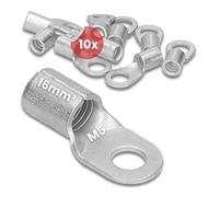 Kalitec Q16-5 Lot de 10 cosses de câble à sertir 16 mm² M5 I Non isolées I Presse à mandrin I Pour conducteurs à fils multiples et fins I Cosse de câble 16 mm² conforme à la norme DIN 46234