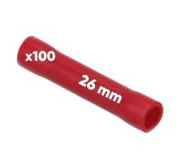 Kalitec SVR26 Lot de 100 connecteurs isolés rouges 0,5-1,5 mm² I Manchon en cuivre I Connecteur de presse I Connecteur pour voiture et appareils ménagers