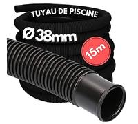 Kalitec Tuyau Piscine 38mm 15m Noir Made in Germany Résistant Chlore Haute Qualité Polyéthylène Indéformable Adaptable Filtration Skimmer