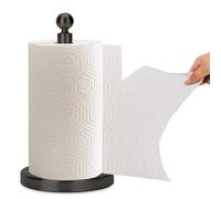 Kalitro Porte-Serviettes en Papier sur Pied pour Cuisine et Salle de Bain, avec Base lestée pour Une Utilisation à Une Main, Pas d'oscillation (Base en Acier Inoxydable, Noir)
