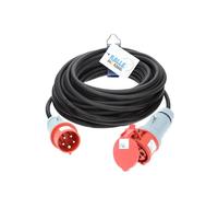 Kalle Das Kabel Rallonge électrique CEE 400 V/16 A H07RN-F 5G 2,5 Noir IP4 Câble d'alimentation avec inverseur de phase