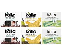 Kallo Lot de 6 cubes de bouillon bio à faible teneur en sel - Poulet, bœuf et légumes