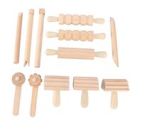 KALLORY 1 Jeu Jouets En Pâte à Modeler Bricolage Outils De Pâte à Modeler Rouleaux D'argile Liquide Moulage Entrée Air Glaçage Sec Kit D'argile Jouer Artisanat Sculpture Khaki En Bois