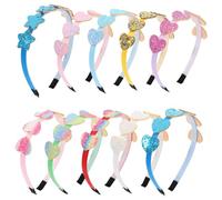 KALLORY 10 Bandeaux pour Garçon et Filles de Cœur Pailleté Légers en Tissu Chic et Adorables Accessoires pour Cheveux pour Photo Props Saint-valentin