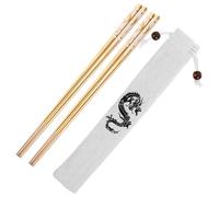 KALLORY 1ensemble Baguettes Métalliques Réutilisables Légères avec Motif Dragon Antidérapantes Pochette Portable pour Cuisine et Pique-