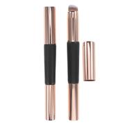KALLORY 2 Pièces Pinceau à Lèvres pour Rouge à Lèvres Brosse de Beauté en Silicone à Double Embout, Noir, Manche en Bois, Silicone et Fibre Synthétique, Applicateur Doux pour Festival