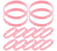 KALLORY 20pièces Bracelets Silicone Elastique Rose pour Sensibilisation Cancer du Sein Accessoires de Poignet Inspirants pour Femmes pour Événements et Soutien aux Patients