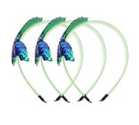 KALLORY 3 Pièces Serrage-tête Sirène pour Filles Design Paillettes, Tissu Confortable, Ne Tombe Pas Facilement, pour Fêtes et Occasions Spéciales