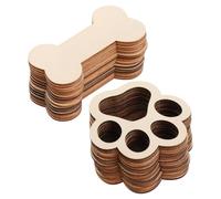 KALLORY 30 Pièces Pendentifs en Bois Forme Os de Chien Empreinte de Patte, Décorations Rustiques pour Fêtes, Matériau Bois Beige, Surface Polie la Main pour Loisirs Créatifs