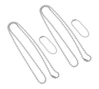 KALLORY 4pièces Chaîne de Perles Acier Inoxydable pour Plaques Militaires Résistante aux Rayures Argentée avec Connecteurs pour Colliers Dog Tags et Porte-clés