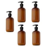 KALLORY 5 Pièces Flacon Pompe Vide 500ml en Pet Marron, Bouteille Rechargeable