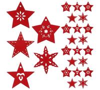 KALLORY 50 Pendentifs Pentagramme en Bois Rouge pour Noël, Décorations DIY | Décoration Simple et Délicate, Surface Lisse et Propre, Lot de 50 Pièces pour Chambre et Art