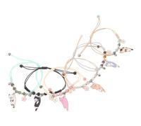 KALLORY 6 Pièces Bracelet Chat Tressé Ajustable en Alliage Léger et Polyester, Style Kawaii Vintage Usage Quotidien Confortable et Présent pour Amoureux des Chats