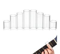 KALLORY 8pièces Glass Guitar Slides Set Smooth Finger Guards For Acoustic Electric Bass Guitars Multiple For Musicians And