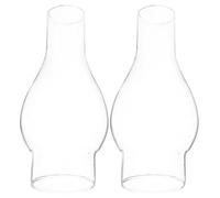 KALLORY Abat-Jour en Verre Transparent 16 X 5 CM pour Lampe à Pétrole, Lot de 2, Facile à Installer et Retirer, Adapté pour Salon et Chambre, Remplacement Rétro