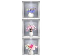 KALLORY Autocollants Décoratifs Décoration Murale Élégante pour Lot de 3 Pièces 3d Fleurs Réalistes en Pvc Couvre- et Embellit Intérieur Chambre à Coucher