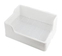 KALLORY Bac à Litière pour Petits Animaux en Plastique Blanc Réutilisable Entrée Basse, Conçu en Parties Séparées pour Lapins et Cochons d'Inde en Cage
