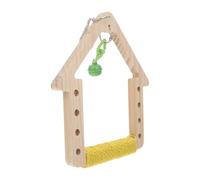 KALLORY Balançoire en Bois Khaki pour Petits et Moyens Oiseaux avec Clochette, Installation Facile et Matériaux Sûrs, Aire de Jeux pour Calopsittes