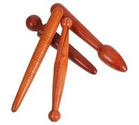 KALLORY Bâtons de Massage pour Points de Pression en Bois Marron Ensemble de 4 et Massage Thaï des Pieds Outil Manuel à Domicile
