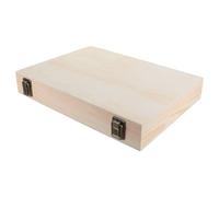 KALLORY Boîte en Bois Massif Naturel Petite A4 Couvercle à Charnière Métallique, Coffret Rectangulaire Multifonction pour Bijoux et Souvenirs, Rangement DIY pour Loisirs Créatifs