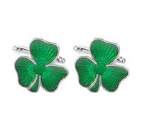 KALLORY Boutons de Manchette Homme Motif Feuille à Trois Lobes en Alliage Élégant Bords Lisses, pour Mariages et Tenue Professionnelle Raffinée Saint Patrick