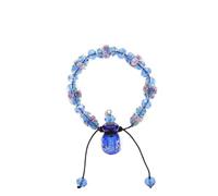 KALLORY Bracelet Diffuseur de Parfum Design Ajustable en Verre Bleu avec Mini Bouteille D'huile Essentielle et Décoration Créative Usage Quotidien ou Mariage