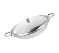 KALLORY Casserole Facile à Nettoyer Portable en Acier Inoxydable avec Double Poignée Préparation de Pot de Nouilles à Domicile