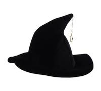 KALLORY Chapeau de Sorcière Accessoire Polyvalent Pendentif Étoile Noir en Polyester, Forme Pointue pour Fête Halloween et Performance Scène